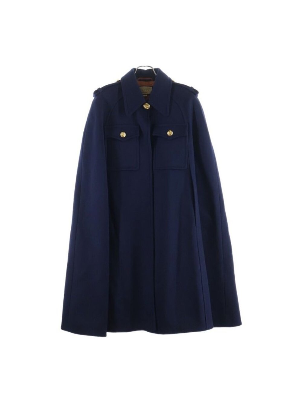 Gucci Wool Cape Coat Long Navy 46